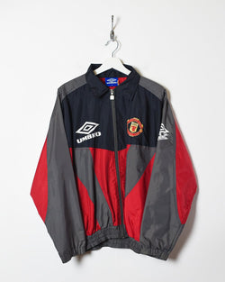 Vintage 90s Black Umbro Manchester United Training Windbreaker