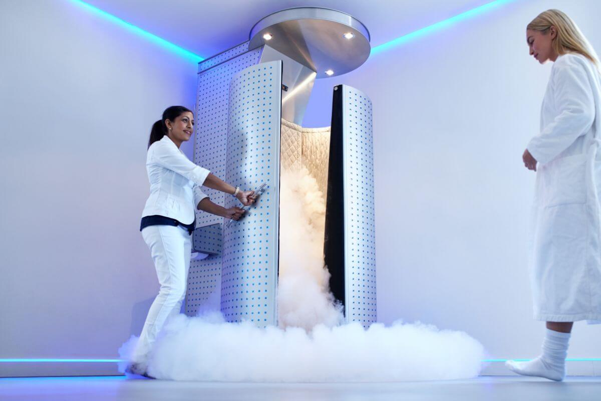 Woman Getting Cryotherapy with Assistance