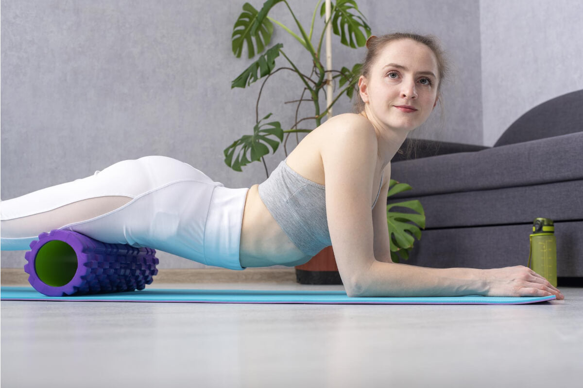 Woman Using a Foam Roller