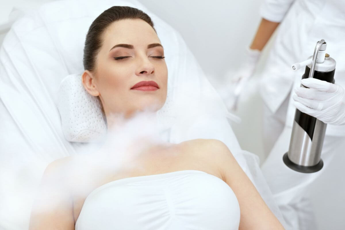 Woman Getting Facial Cryotherapy