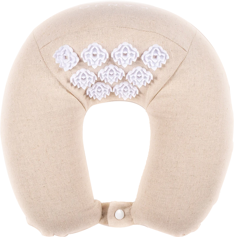 Kanjo Memory Foam Acupressure Neck Pillow - High Density Memory Foam Core -  Travel Accessory Pillow - Relieves Neck Pain and Back Pain - Includes