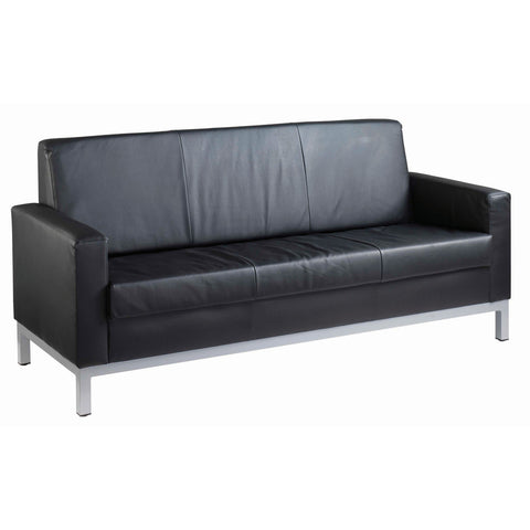 Black leather office sofa on a white background