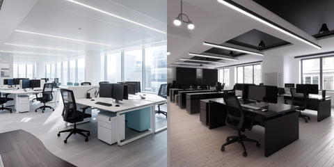 comparison of white office furniture with dark furniture
