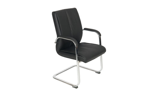 Black leather meeting chair on a white background