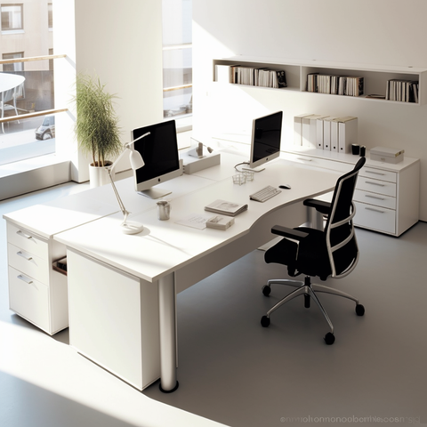 Bureau de bureau blanc moderne 1600 mm avec armoire latérale et