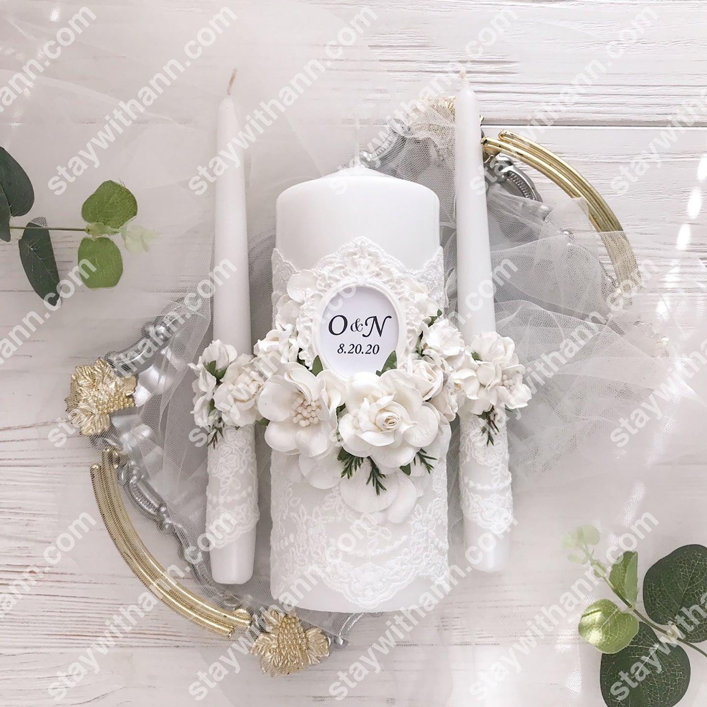 white wedding candles