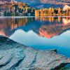 Led Wandbild Abendszene Mit Bergen Und See Panorama Zoom