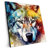 Xxl Wandbild Wolf Mit Bunten Farbspritzern No 2 Quadrat Produktvorschau Seitlich