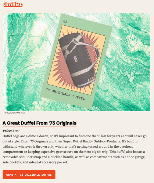 Thrillist - '73 Originals Super Duffel Bag