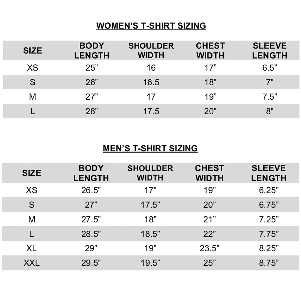 Mens And Womens Shirt Size Chart