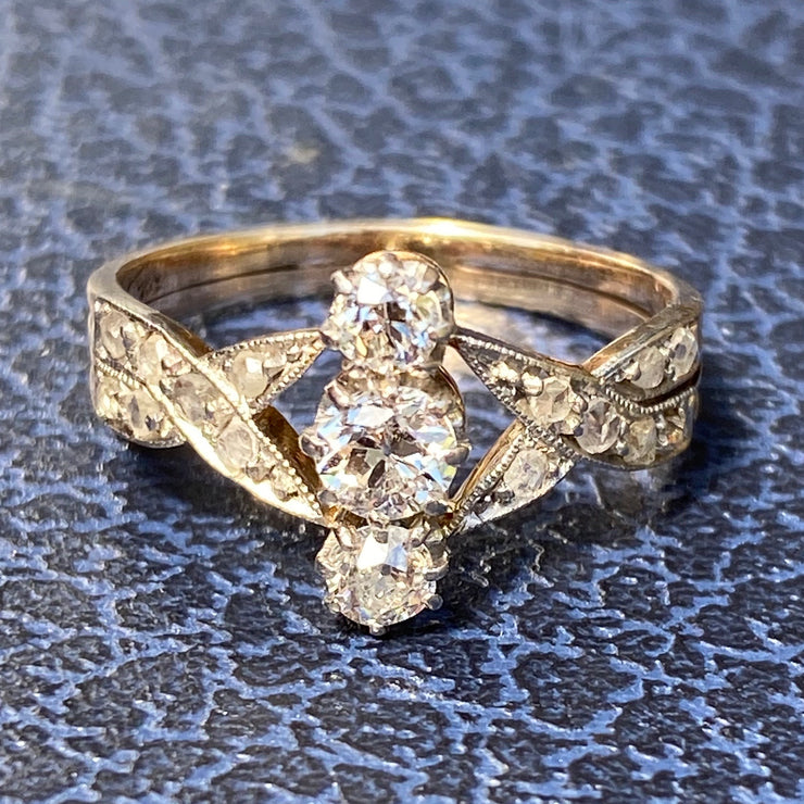 77521 美しい大粒オールドヨーロピアンカットダイヤモンド０．９８７ct I SI2 VG Antique Platinum Ring 