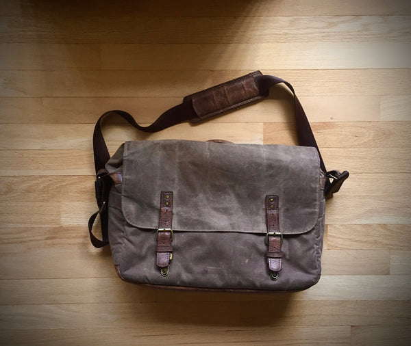 A favorite photo of an ONA bag—a well-worn Union Street messenger bag that my mom received in 2010 and still uses as her laptop bag! Photo by Tracy Foster