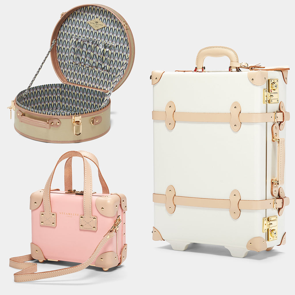 SteamLine Luggage 2020 Gift Guide For her - Featuring the Alchemist Hat Box, Sweetheart Carryon, and Correspondent Mini