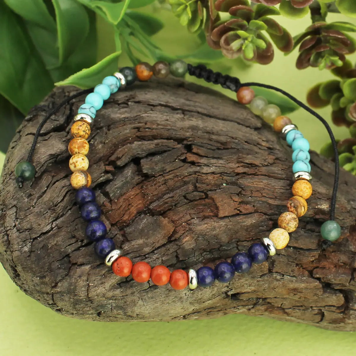 Nature All Around Multi Stone Bead Pull Bracelet