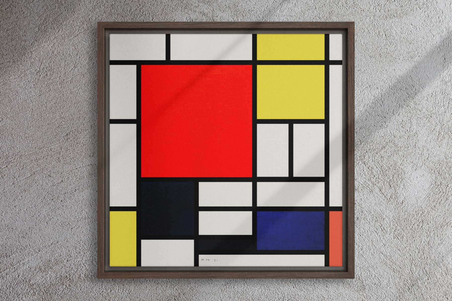 leinwand-mondrian-composition-with-red-yellow-black-gray-and-blue-piet-mondrian-dunkel-braun-artlia-online-art-galeria
