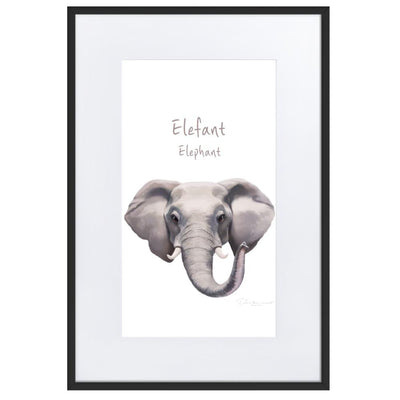 Elefant - Poster im Rahmen mit Passepartout dear.bon.vivant artlia