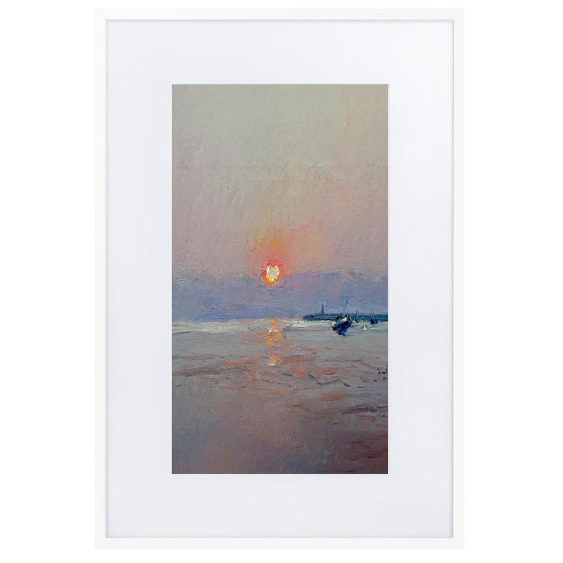 Sonnenuntergang - Poster im Rahmen mit Passepartout artlia Weiß / 61×91 cm artlia
