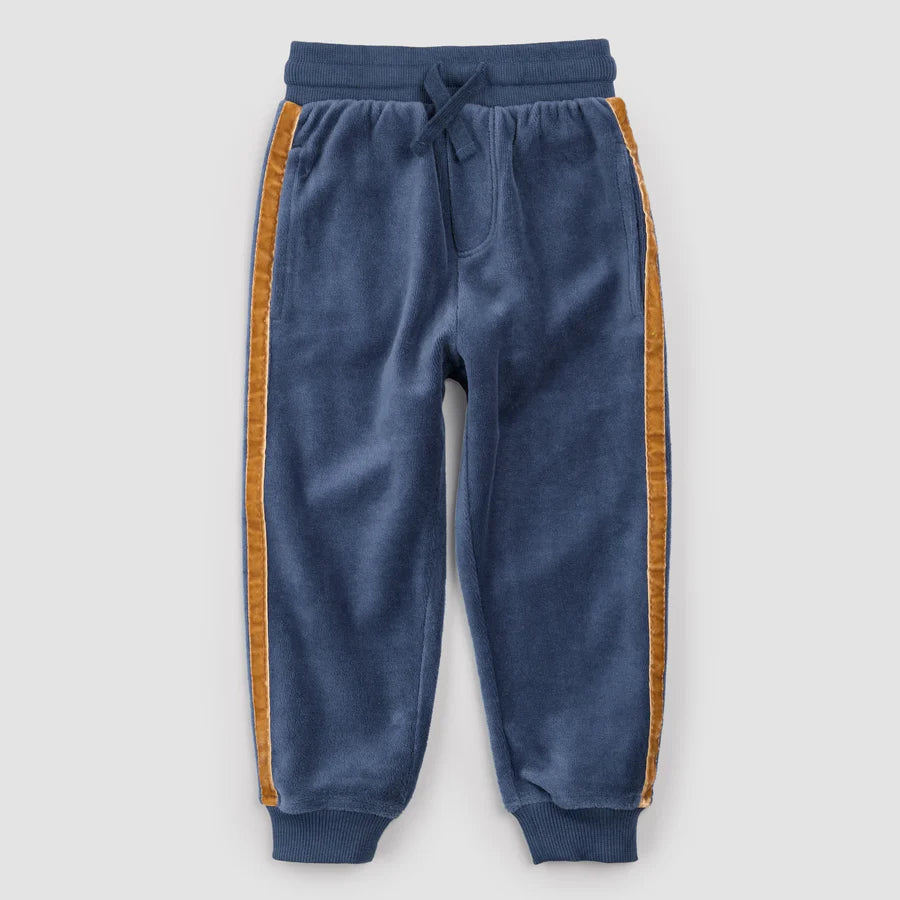 Miles Blue Velour Jogger - Retro Stripe