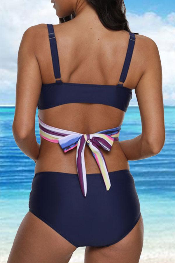 Sexy Multicolor Striped Bikini Swimwear Jollyfull