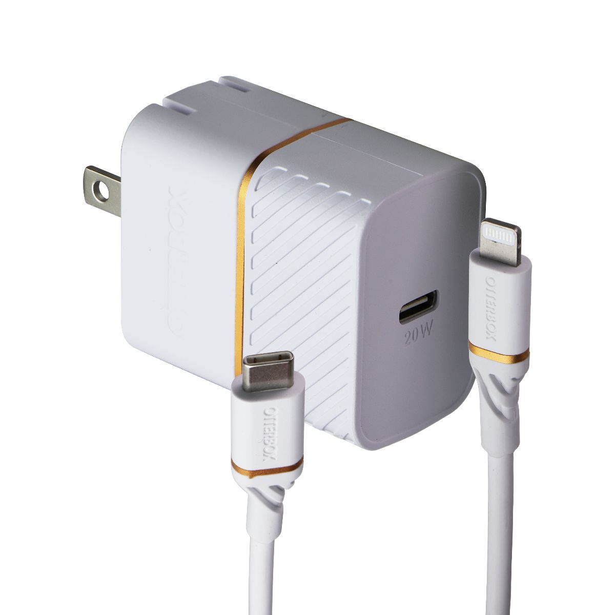 OtterBox 20W Wall Charger & 3-Ft USB-C to Lightning 8-Pin Cable - White