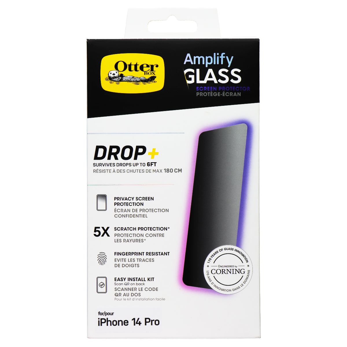 OtterBox AMPLIFY GLASS PRIVACY Screen Protector for Apple iPhone 14 Pro (ONLY)