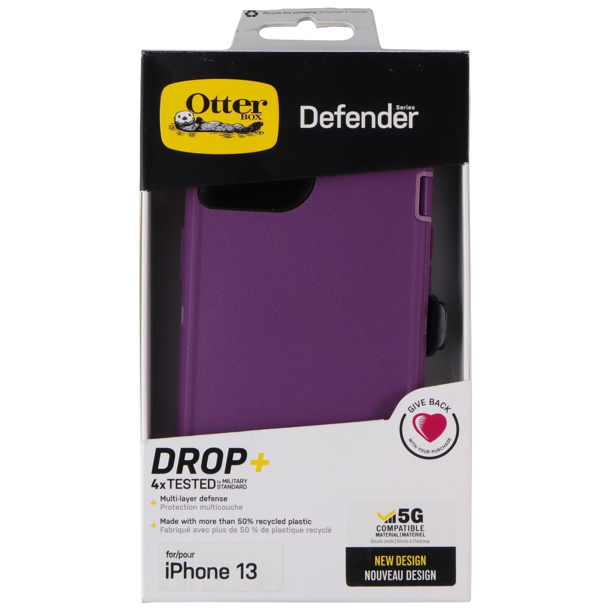 OtterBox Defender Series Case and Holster for Apple iPhone 13 (Only) - Purple