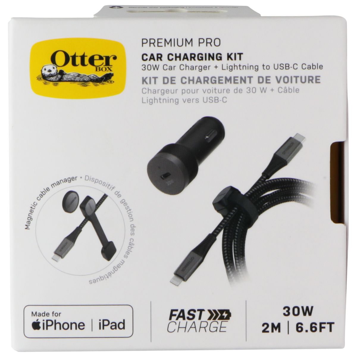 OtterBox (6.6Ft) Premium Pro 8-Pin Lightning to USB-C Car Charging Kit (30W)