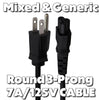 Picture of Mixed & Generic (Round 3-Prong) Connector Power Cables (7A/125V) Mixed Styles