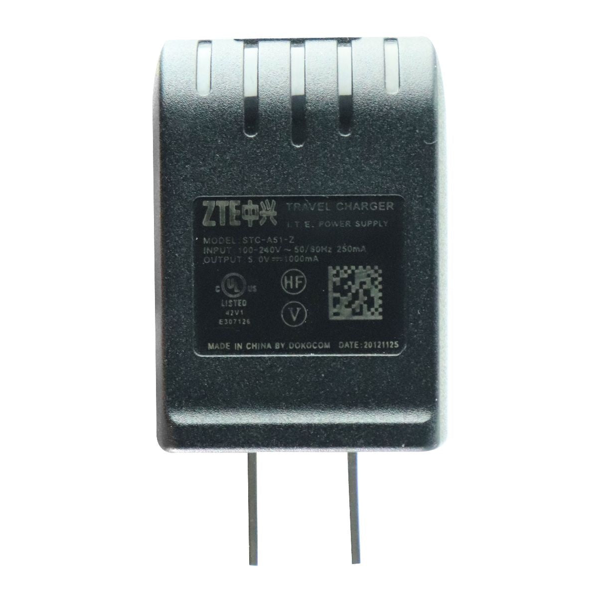 ZTE (STC - A51 - Z) 5V 1A Travel Adapter for USB Devices - Black