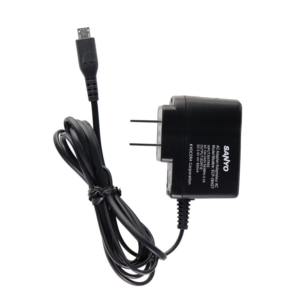 Sanyo (SCP-28ADT) Wall Charger w/ Micro-USB 5V 800mA - Black