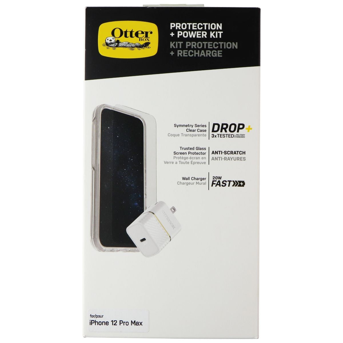 Otterbox Symmetry Clear Protection + Power Kit Bundle for iPhone 12 Pro Max