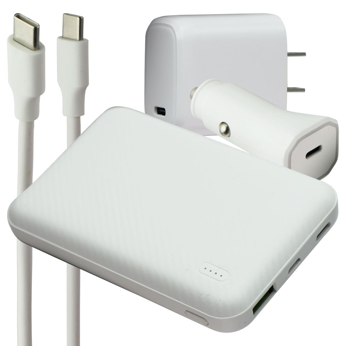 S. Simple Travel Kit USB-C On-The-Go Car and Wall Chargers - White