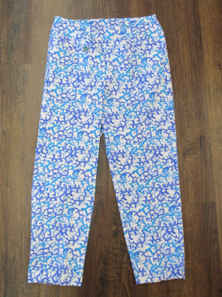 Lulu-B Women's Size 2 Aqua Mid Rise Pull On Lattice Capri Pants NWT