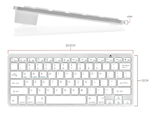 Clavier sans-fil portable Bluetooth (11'')