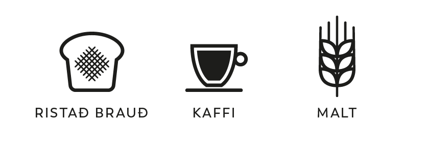 ristað brauð kaffi malt