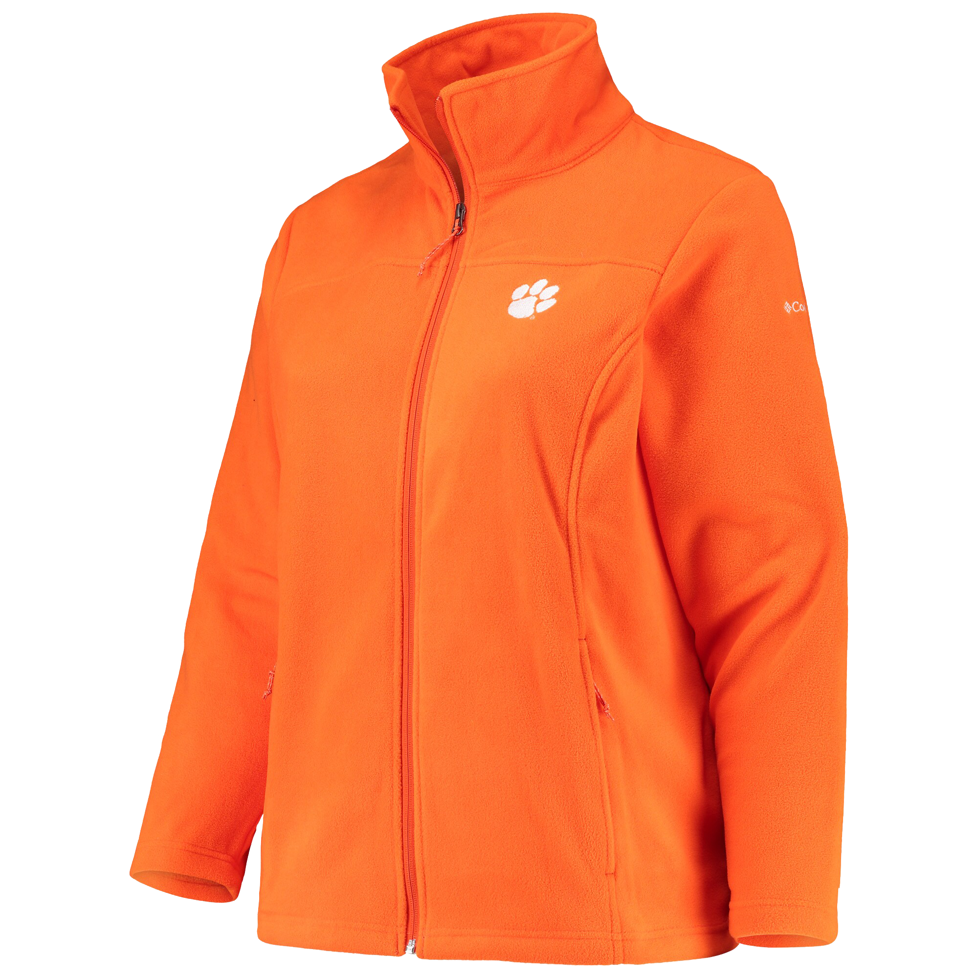 orange columbia fleece jacket