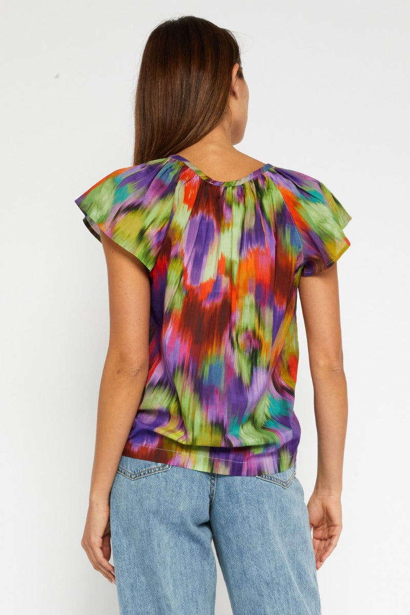 Scoop Neck Flutter Sleeve Top