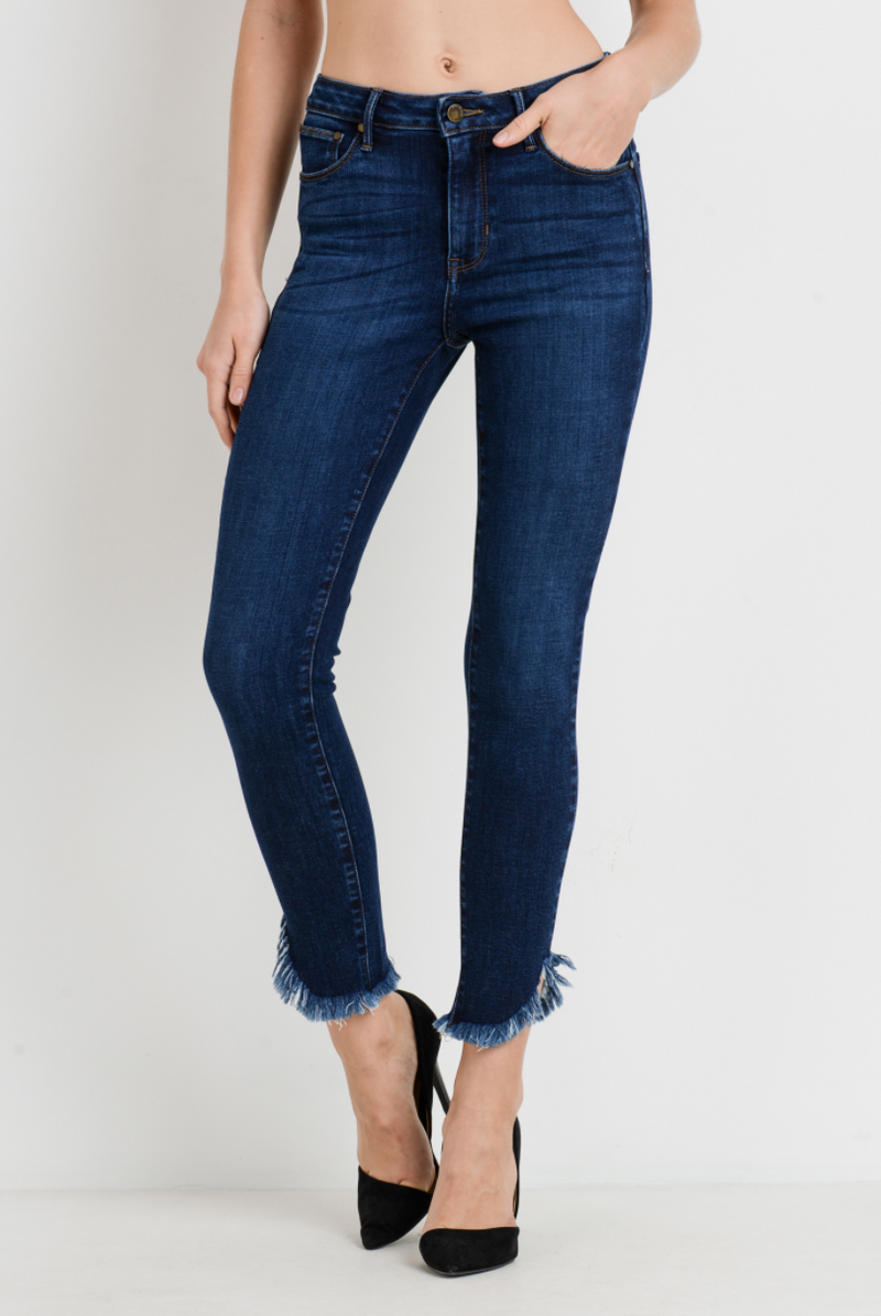 skinny jeans with fringe hem