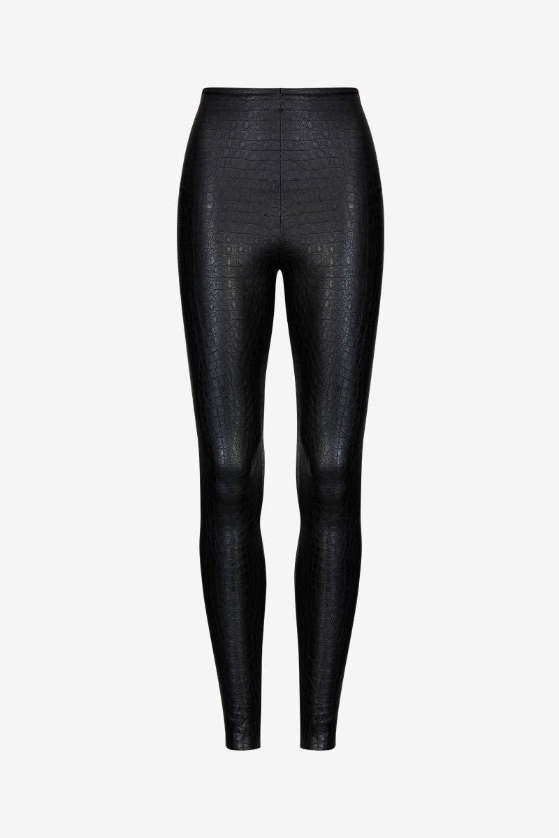 Faux Leather Leggings in Black Croc