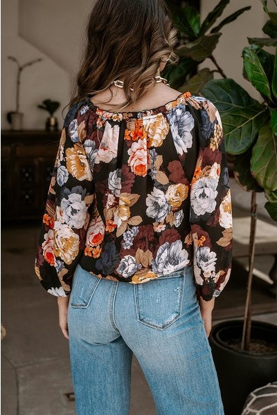 Floral Tie Front Blouse