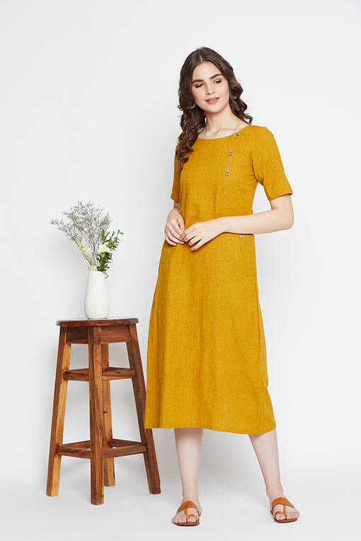 yellow shift dress