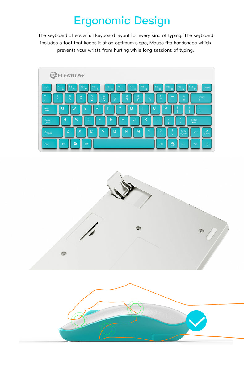wireless keyboard with ergonomic design