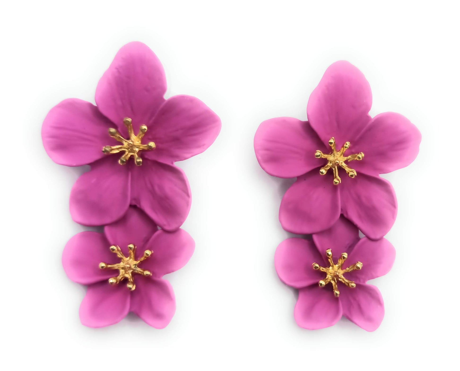 Pendientes Largos Doble Flor · Buganvilla – BRANDELIA