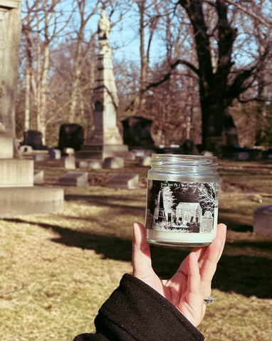 Cemetery candle in a graveyard