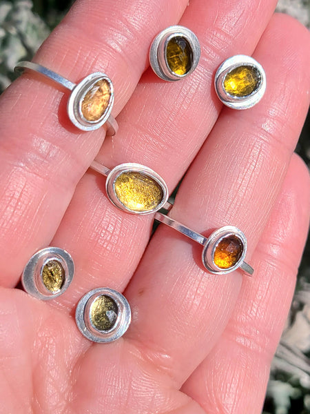 Orange and yellow Tourmaline rings and earrings