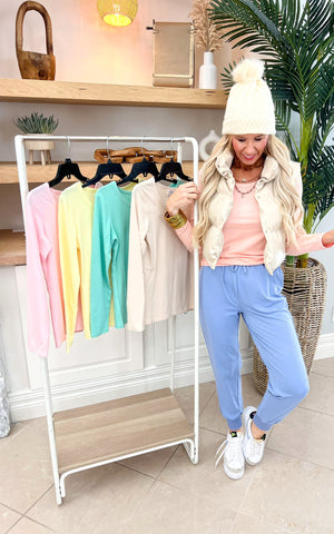 SALTY WAVE Hold Tight Long Sleeve Tops- Pastel - BAD HABIT BOUTIQUE