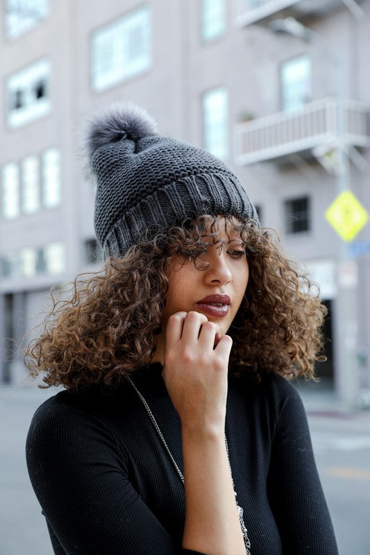  Knitted Pom Pom Beanie, ACCESSORIES, Leto, BAD HABIT BOUTIQUE 