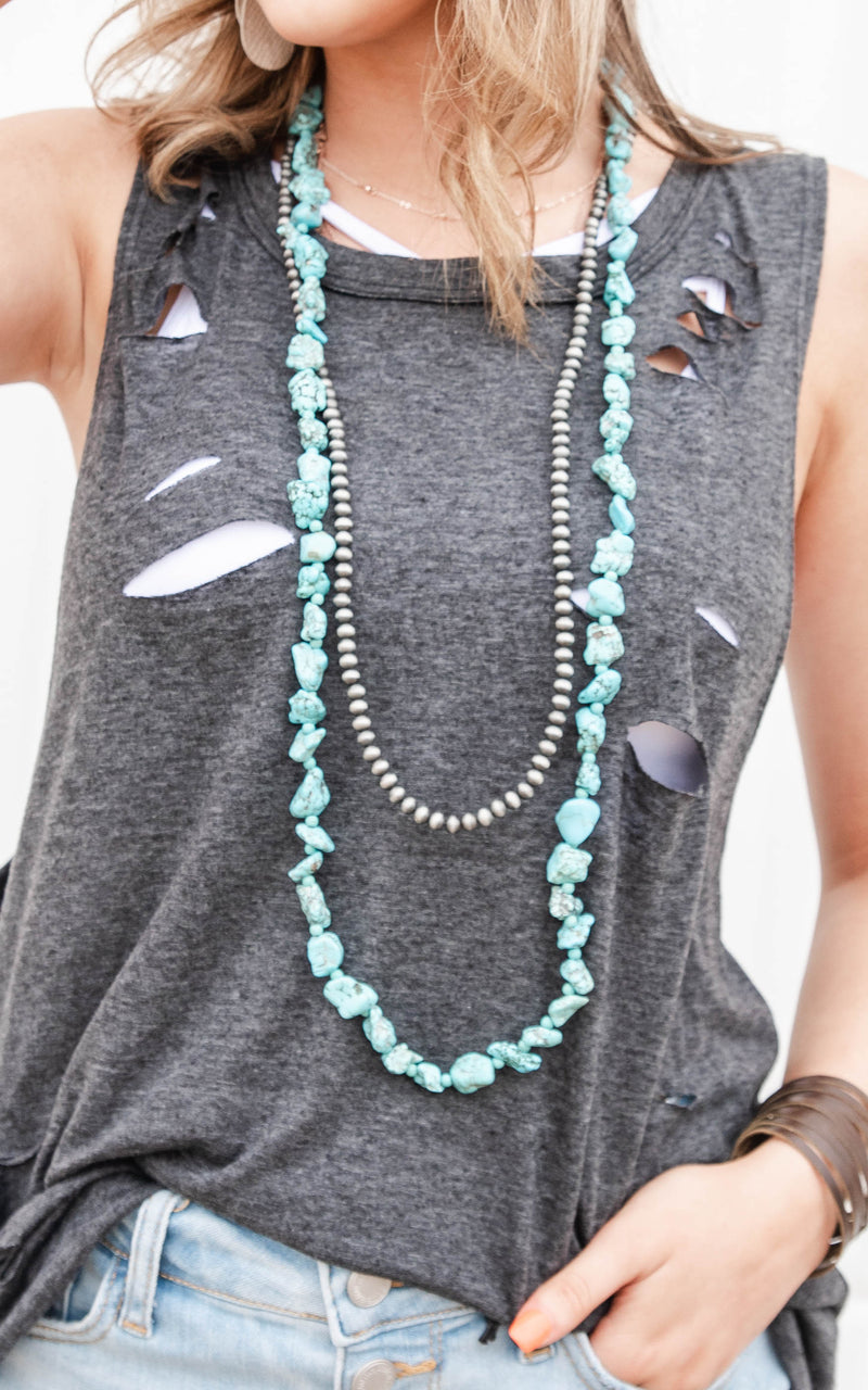 Long Turquoise Double Necklace