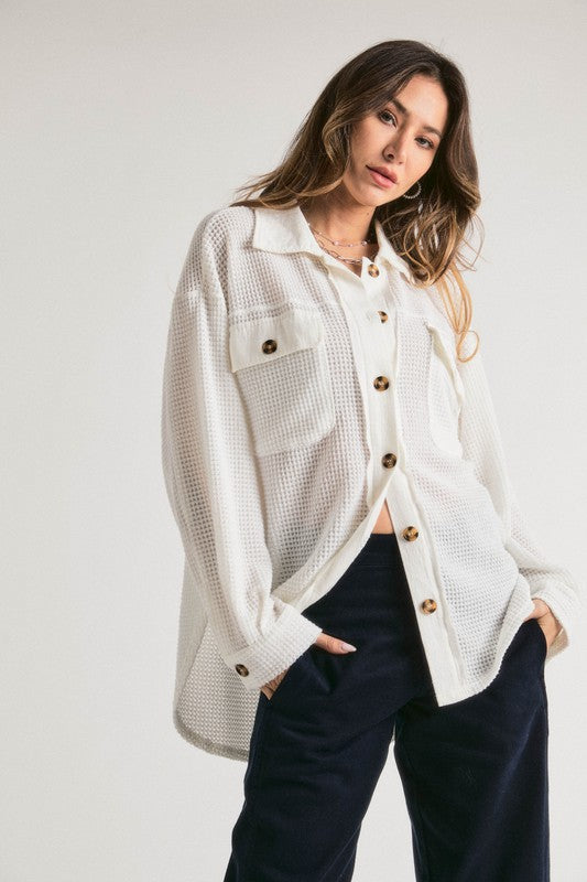 Take it Easy Relax Fit Button Down Top