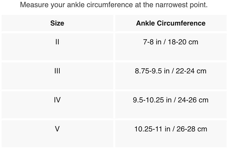 CEP sizing chart Ankle and Achilles Support Short Socks